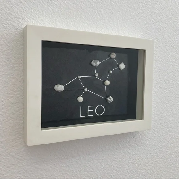 Handmade Horoscope Art LEO Star Constellation Beads Shadow Box 6x8 inches - Picture 9 of 9
